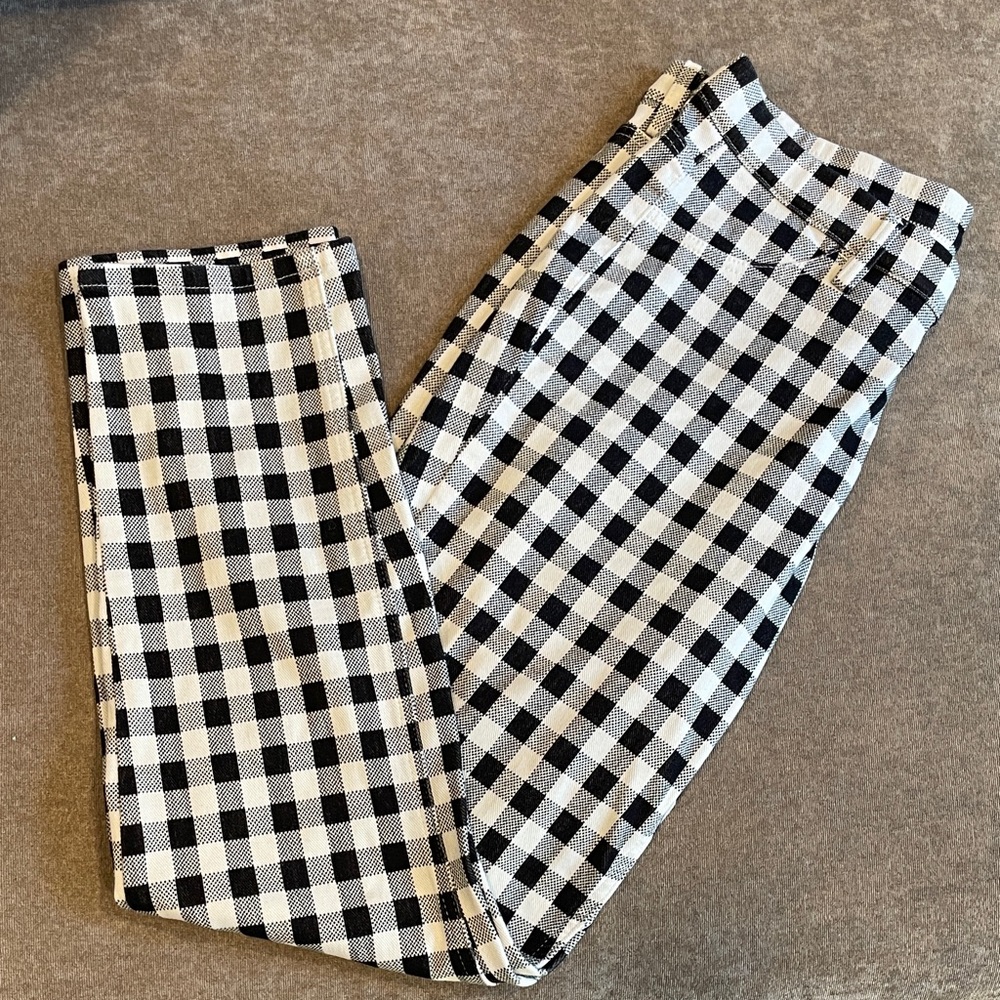 Uniqlo Black and White Checkered Waistband Pants